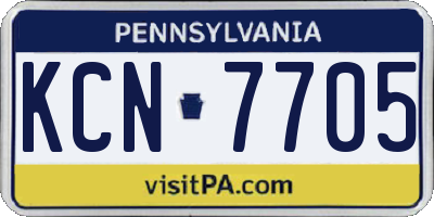 PA license plate KCN7705