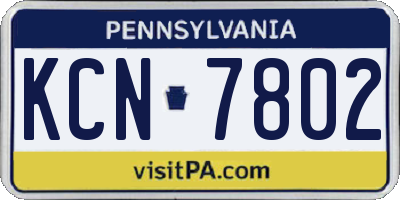 PA license plate KCN7802