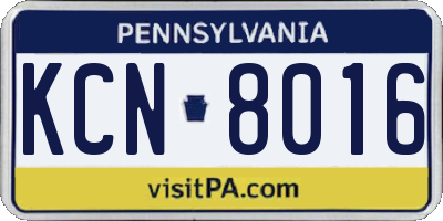 PA license plate KCN8016