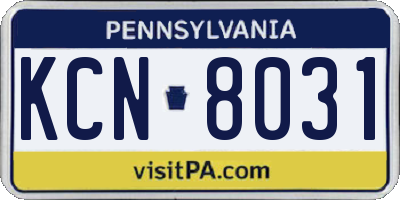 PA license plate KCN8031