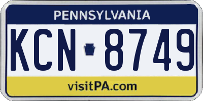 PA license plate KCN8749