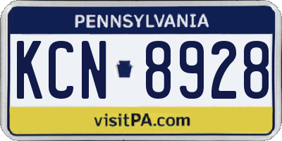 PA license plate KCN8928