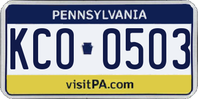 PA license plate KCO0503