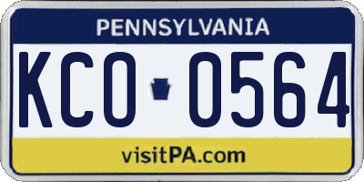 PA license plate KCO0564