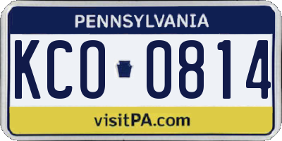 PA license plate KCO0814