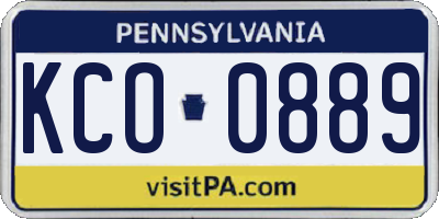PA license plate KCO0889