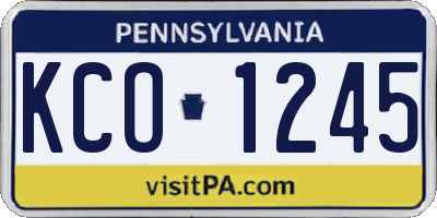 PA license plate KCO1245