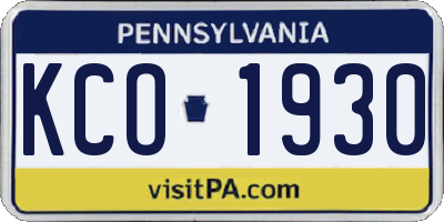 PA license plate KCO1930