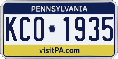 PA license plate KCO1935