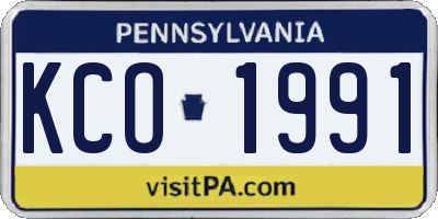PA license plate KCO1991