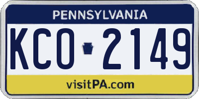 PA license plate KCO2149