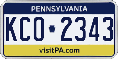 PA license plate KCO2343