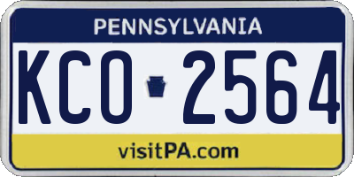 PA license plate KCO2564