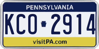 PA license plate KCO2914