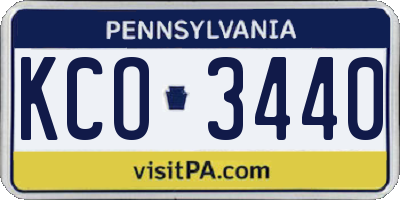 PA license plate KCO3440
