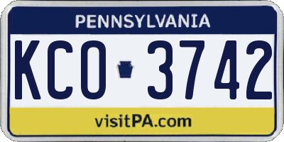 PA license plate KCO3742