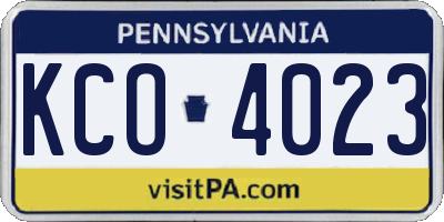 PA license plate KCO4023