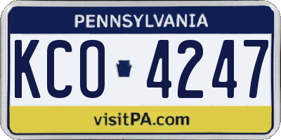 PA license plate KCO4247