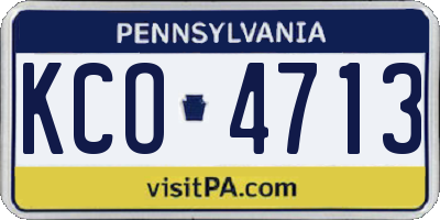 PA license plate KCO4713