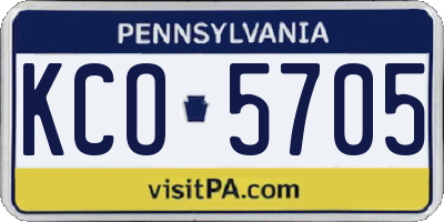 PA license plate KCO5705