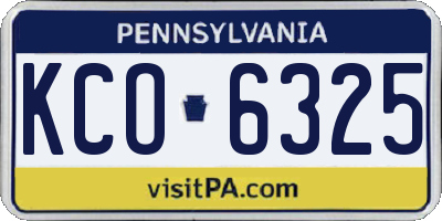 PA license plate KCO6325