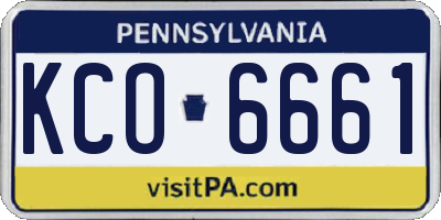 PA license plate KCO6661