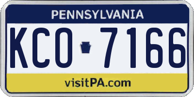 PA license plate KCO7166