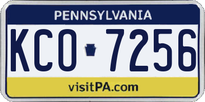 PA license plate KCO7256