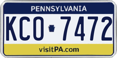 PA license plate KCO7472
