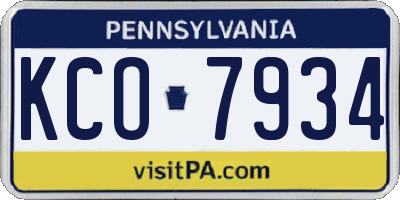 PA license plate KCO7934