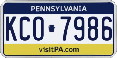 PA license plate KCO7986