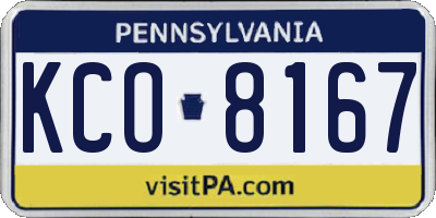 PA license plate KCO8167