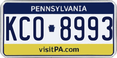 PA license plate KCO8993