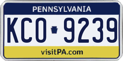 PA license plate KCO9239