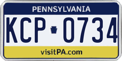 PA license plate KCP0734
