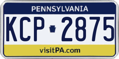 PA license plate KCP2875