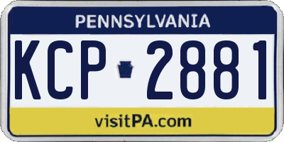PA license plate KCP2881