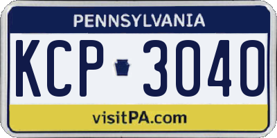 PA license plate KCP3040