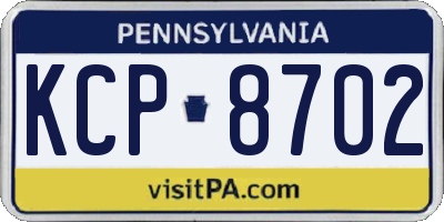 PA license plate KCP8702