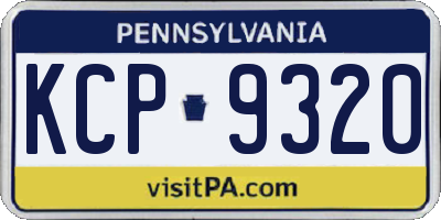PA license plate KCP9320