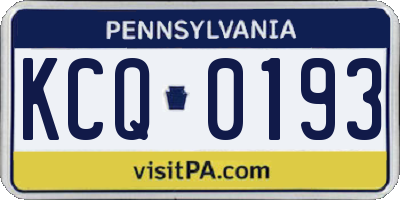 PA license plate KCQ0193