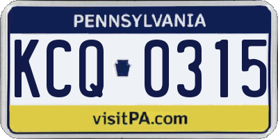 PA license plate KCQ0315