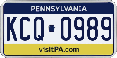 PA license plate KCQ0989