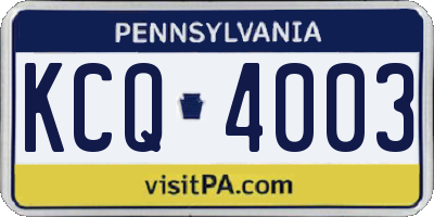 PA license plate KCQ4003
