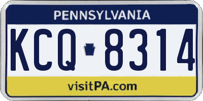 PA license plate KCQ8314