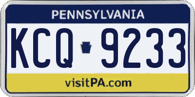 PA license plate KCQ9233