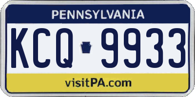 PA license plate KCQ9933