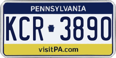 PA license plate KCR3890