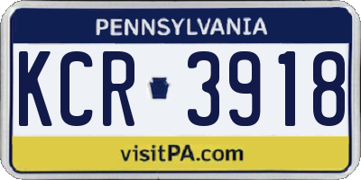 PA license plate KCR3918