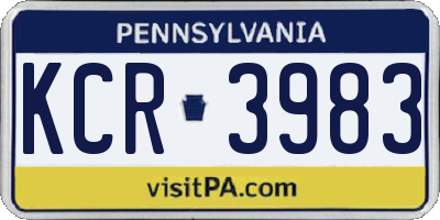 PA license plate KCR3983
